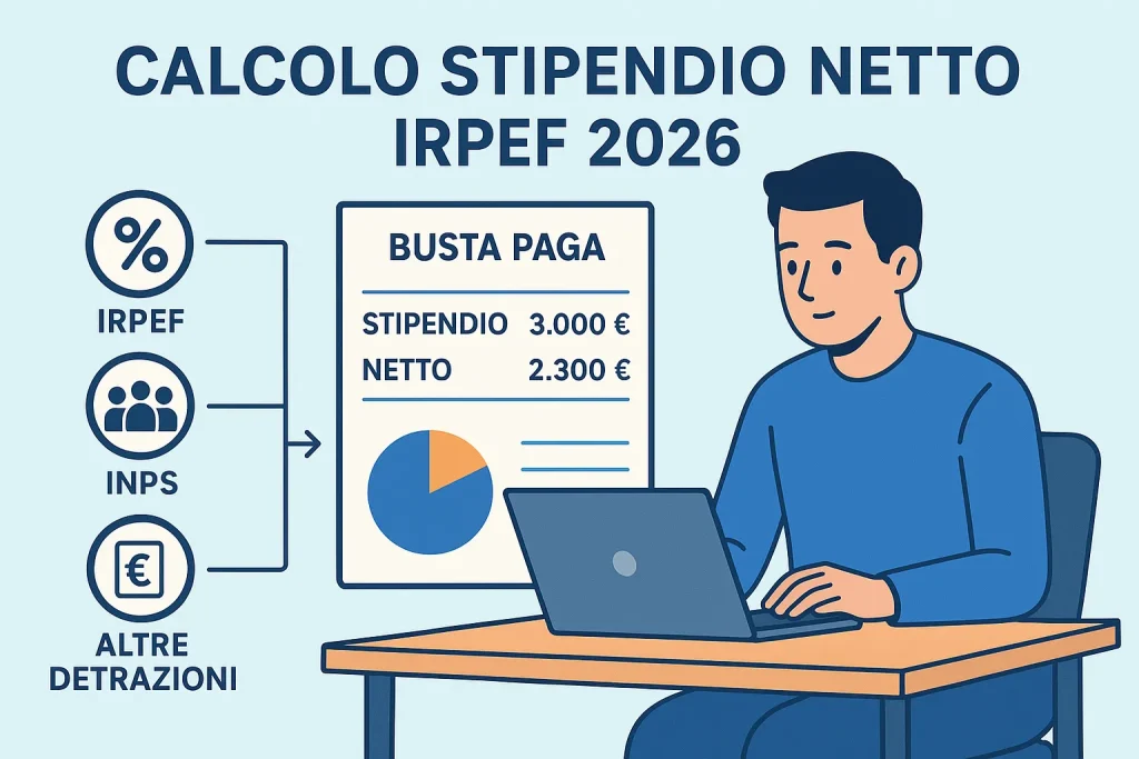 IRPEF 2026: nuove aliquote e cosa cambia sullo stipendio netto 1 infografica che mostra l'IRPEF 2026