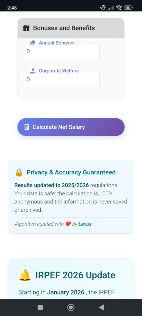 Ora fai clic sul pulsante Calcola per visualizzare i risultati.